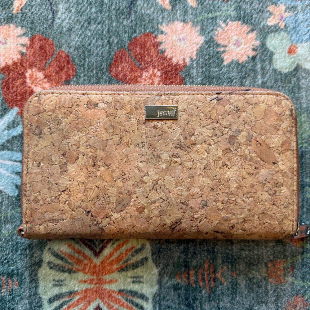 Jewell by Thirty-One Cork Zip Around Wallet Gold Fleck Natural‎ Tan Organizer